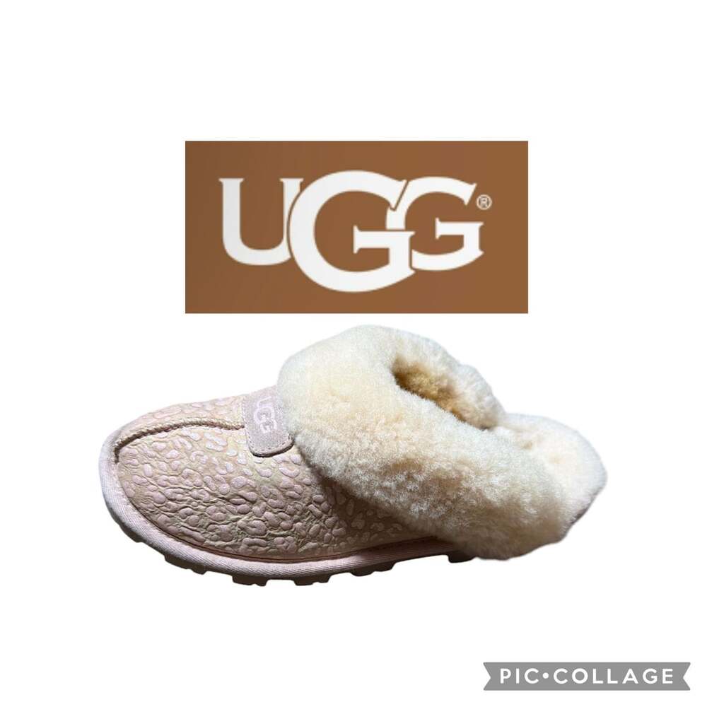 UGG Disquette Size 7 Pink Leopard Print Slippers